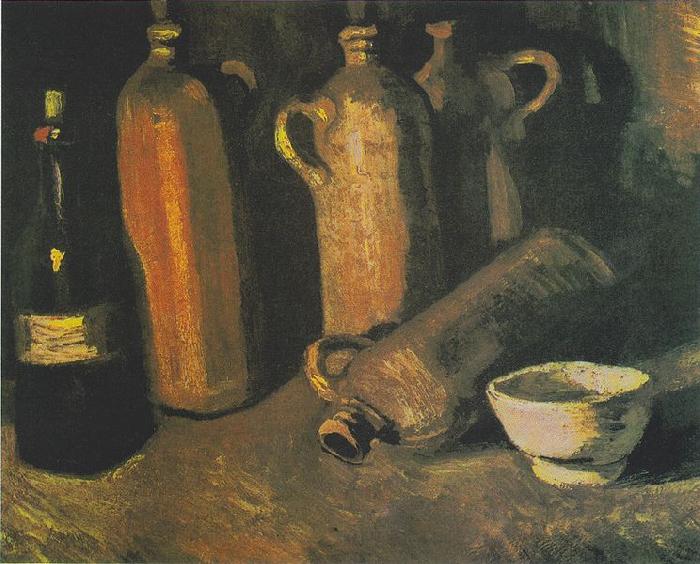 Vincent Van Gogh bottles and white bowl oil painting image